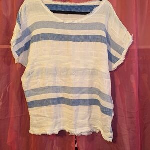 Striped Blue and White Women's Top